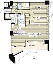 パークホームズ品川ザレジデンス 2LDKの間取図画像