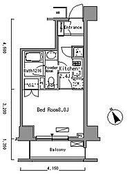 パークアクシス門前仲町 1Kの間取図画像