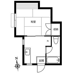 フジハイツ16号館 1Kの間取図画像