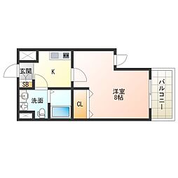 JR大阪環状線 西九条駅 徒歩5分の賃貸マンション 4階1Kの間取り