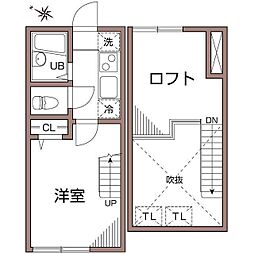 グランエッグス 1Kの間取図画像