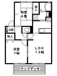 サン・スクエア桜木B 2LDKの間取図画像