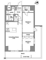 プリマステラ 12階2LDKの間取り