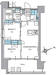 ルフォンプログレ上野入谷プレイス 2LDKの間取図画像