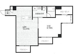 イーストワン亀戸 4階1LDKの間取り