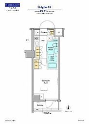 プラウドフラット菊川 2LDKの間取図画像