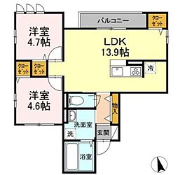 アンジュール高島平1 2LDKの間取図画像