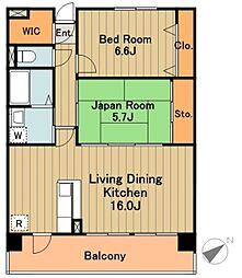 グレイスコート 4階2LDKの間取り