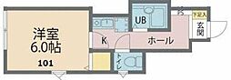 カインドネス柳沢 1Kの間取図画像