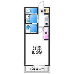 リアコート北田辺 1階1Kの間取り