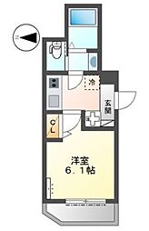 New Soleil Nakanobu 1階1Kの間取り