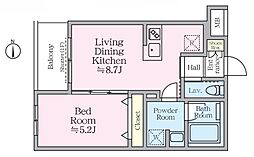 アイルグランデ赤羽 1階1LDKの間取り