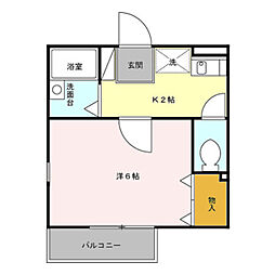 アビタシオンフレンド 1Kの間取図画像