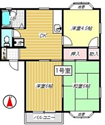 グランドール石川B 3DKの間取図画像