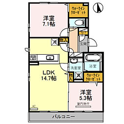 ラヴィーベル 2LDKの間取図画像