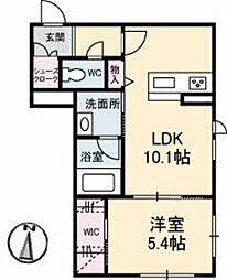 シャーメゾン　ラ　メール 1階1LDKの間取り