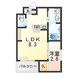 エヌエム・キャトフ・ヴァン・ディズヌフ 1LDKの間取図画像