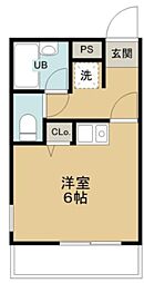 モンシャトー参番館 ワンルームの間取図画像