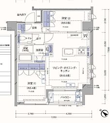ラティエラ横濱大通り公園 2LDKの間取図画像