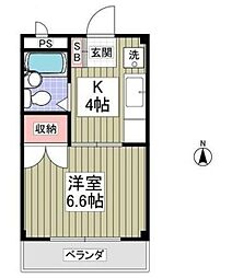 クーノス北坂戸 1Kの間取図画像
