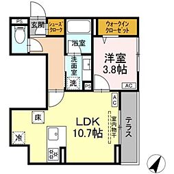 アリアリュクス 1LDKの間取図画像