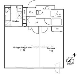 参宮橋マンション 1LDKの間取図画像