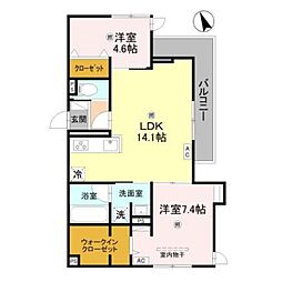 Grandes Fleurs ISHIBASHI 2LDKの間取図画像