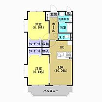 ユーミーマーベラス 204 ｜ 栃木県栃木市城内町２丁目（賃貸マンション2LDK・2階・53.67㎡） その2