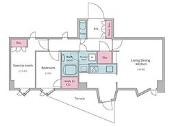 レジディア文京音羽 1階1SLDKの間取り