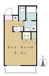 アンリシェール橋本 3階ワンルームの間取り