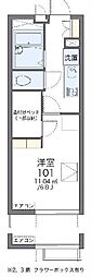レオパレスセイント東砂 1Kの間取図画像