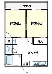 キャロット1 2DKの間取図画像