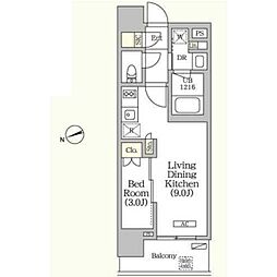 グランエール西日暮里 7階1LDKの間取り