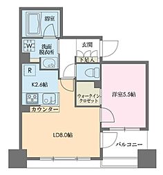 ドゥーエ新川 1LDKの間取図画像