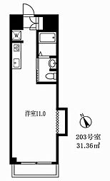 ハイツ鷹番 ワンルームの間取図画像