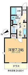 メゾンフィールド 1Kの間取図画像