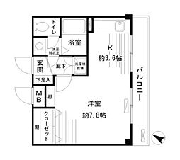 フラワーハウス宮崎台 ワンルームの間取図画像