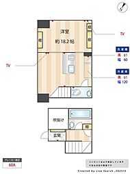 サンフェル神宮前 1DKの間取図画像