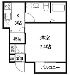 メゾン・リッツ 1Kの間取図画像