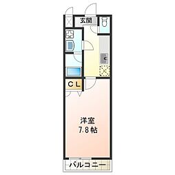 フジパレスしんしゅう 1Kの間取図画像