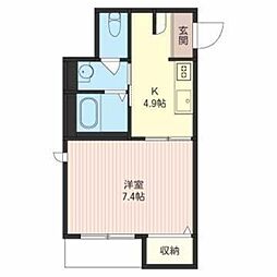 ラ・ベル・メゾン蒼風館 1階1Kの間取り