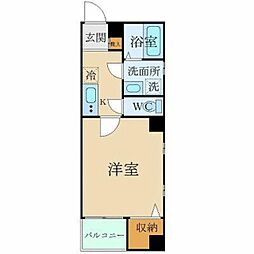 JR常磐線 松戸駅 徒歩6分の賃貸マンション 4階1Kの間取り