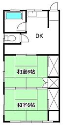 上原ビル 2DKの間取図画像