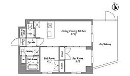 ＥＮｅｔｉａｌ代官山 4階2LDKの間取り
