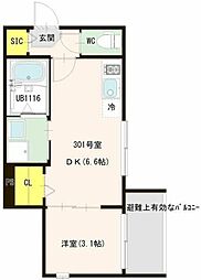 ブランシェ志茂 1DKの間取図画像