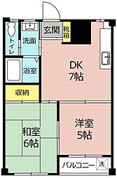 田園ハイツ 2DKの間取図画像