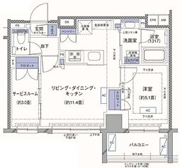 ラティエラ横濱大通り公園 1SLDKの間取図画像