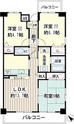 北寺尾大滝マンション 3LDKの間取図画像