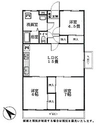 メゾンドール武蔵野台 3LDKの間取図画像