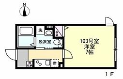 アパート 1Kの間取図画像